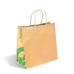 BAG PAPER RECYCLED BROWN LARGE WITH HANDLE 250S # BAG-TA-T-LARGE BIOPAK