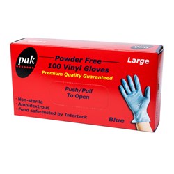GLOVES PAK VINYL BLUE P/FREE LARGE (10 X 100PC) # GLOVES-B-L-PF PLUSPAK