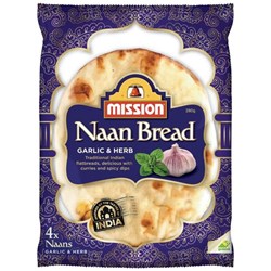 BREAD NAAN GARLIC & HERB 4S(8) # 1447 MISSION