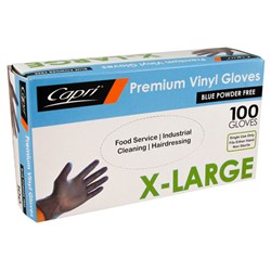 GLOVE EXTRA LARGE DISPOSABLE BLUE VINYL PWDER FREE 100S(10) #C-GV0017 FPA
