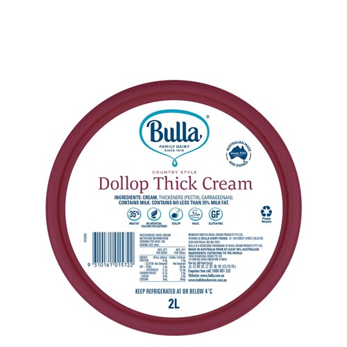 CREAM THICK DOLLOP COUNTRY STYLE 2LT(1) # 5000127 BULLA