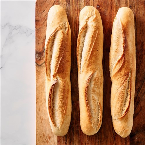 BREAD BAGUETTE WHITE DEMI HALF P/BAKE (50 X 150GM) # 11150A BAKERS MAISON