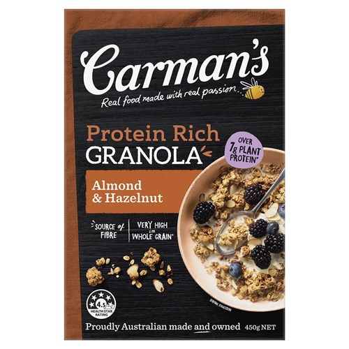 GRANOLA PROTEIN RICH ALMOND & HAZELNUT 450GM(6) # G6PA CARMENS