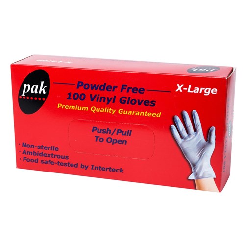 GLOVES PAK VINYL BLUE P/FREE EXTRA LARGE 100S (10) # GLOVES-B-XL-PF PLUSPAK