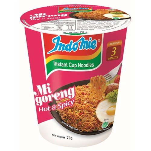 NOODLE CUP HOT&SPICY (12 X 70GM) # ECNHSI INDOMIE