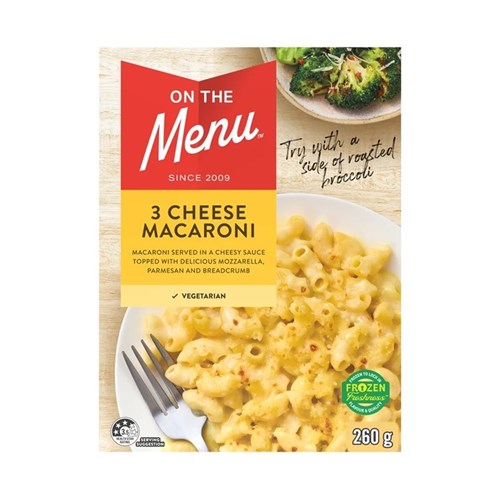 PASTA THREE CHEESE MACARONI (8 X 260GM) #  ON THE MENU