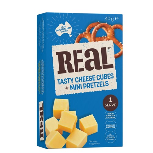 SNACK TASTY CHEESE CUBES & MINI PRETZELS (8 X 40GM) # P301357 REAL