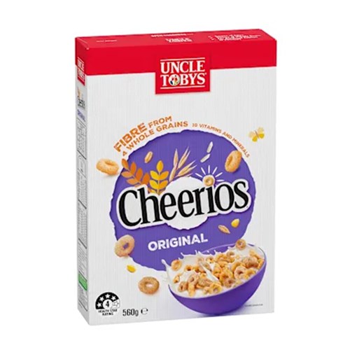 CEREAL CHEERIOS WHOLEGRAIN 560GM(10) UNCLE TOBYS