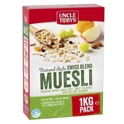 MUESLI NATURAL ORIGINAL SWISS 1KG(9) # 12048359 UNCLE TOBYS